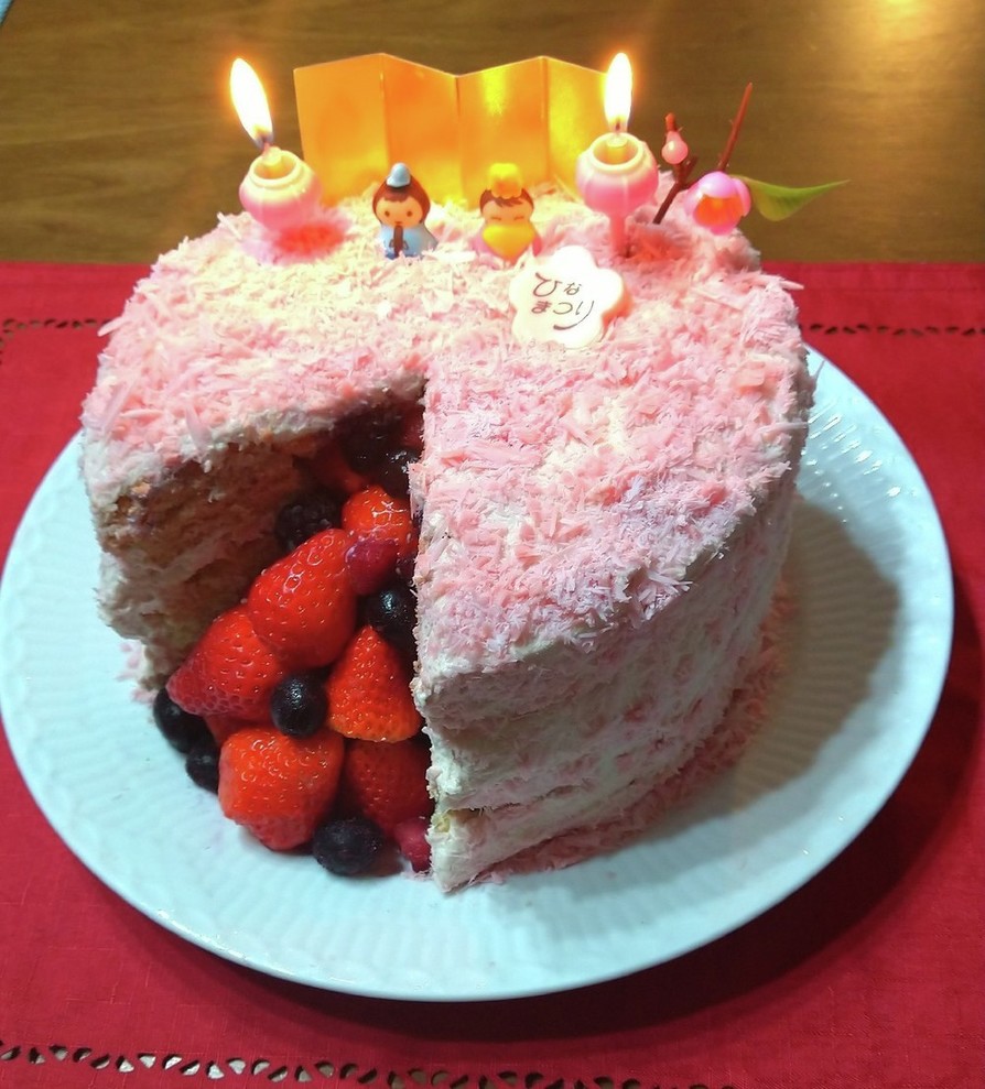 米粉でひな祭りケーキ☆ギミックケーキの画像