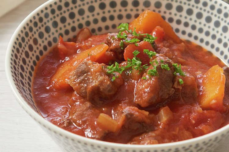 圧力鍋で 牛ほほ肉角切りのトマト煮 レシピ 作り方 By 国産牛ホルモン極雅 クックパッド 簡単おいしいみんなのレシピが375万品