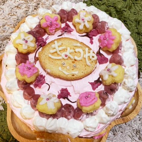 桜と抹茶のバースデーケーキ