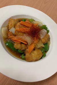 中華鍋で酢豚