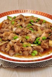 鶏肉と枝豆の炒め物