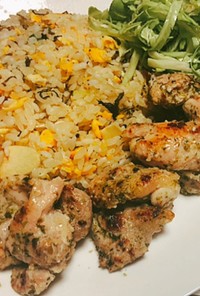 高菜ガーリック炒飯+鶏チー海苔焼き