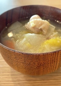 無水調理★鶏肉と野菜の鶏ガラ塩麹スープ