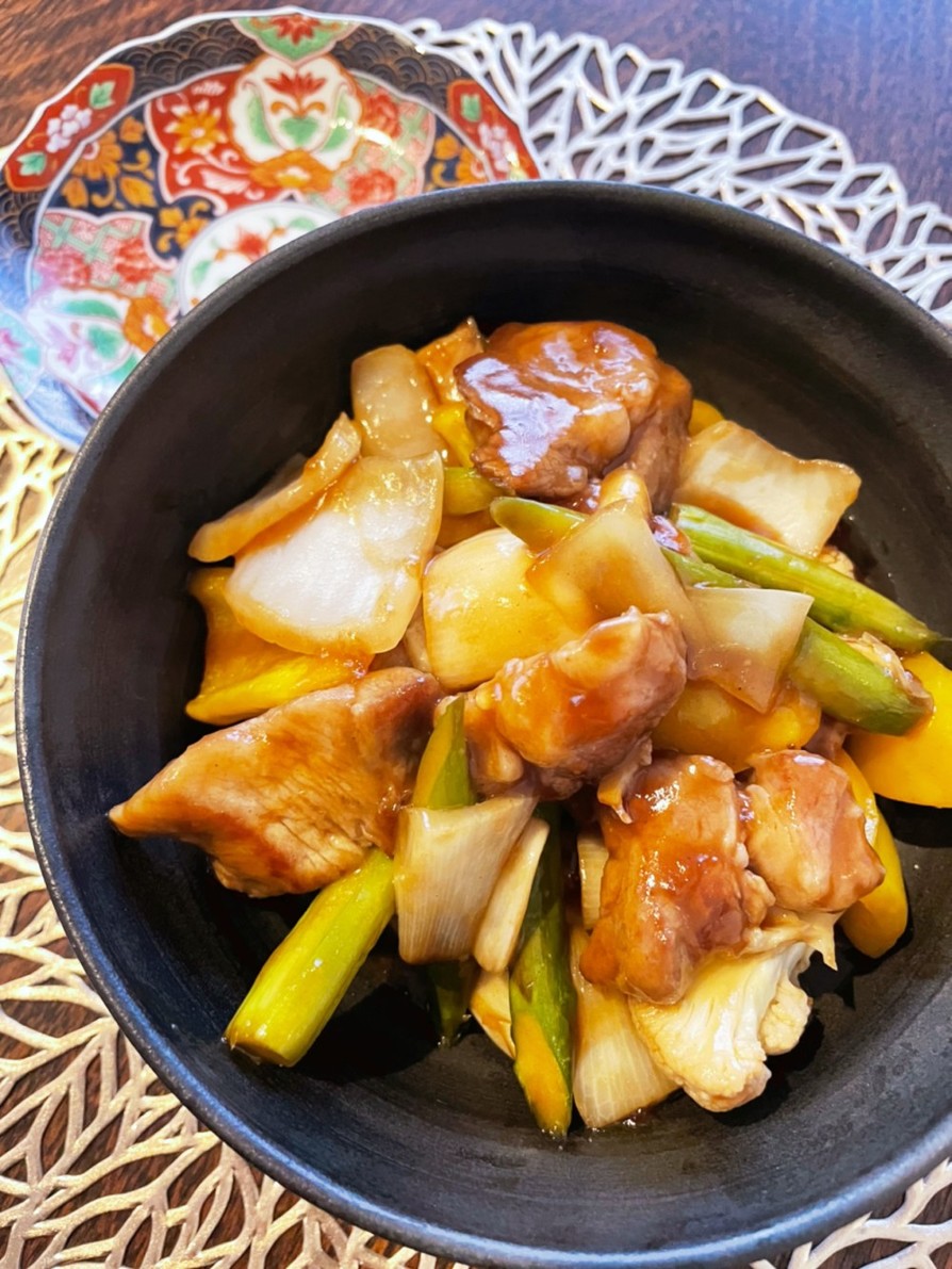 春野菜で作る簡単黒酢酢豚の画像