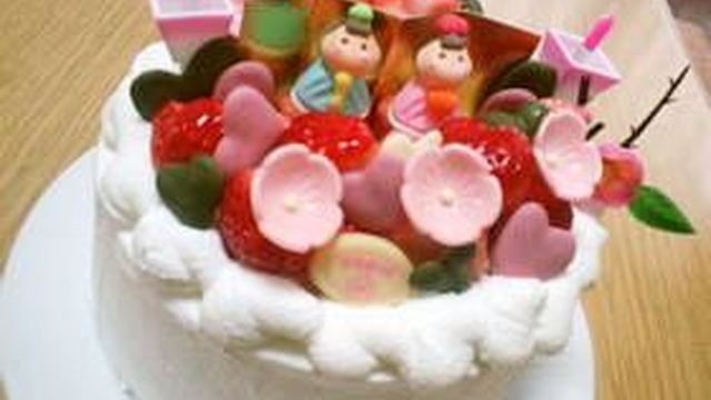 ひな祭りケーキのデコレーション レシピ 作り方 By ゆいにゃむ クックパッド