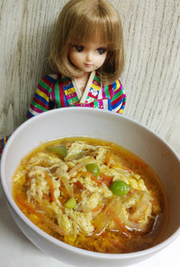 リカちゃん♡しゃぶしゃぶのち野菜卵スープ