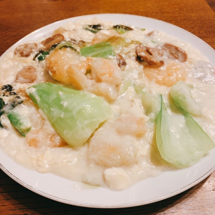 海老とチンゲン菜の豆乳クリーム煮の画像
