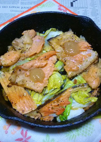 銀鮭の焼き鮭＋白菜のサーモン･オイル炒め