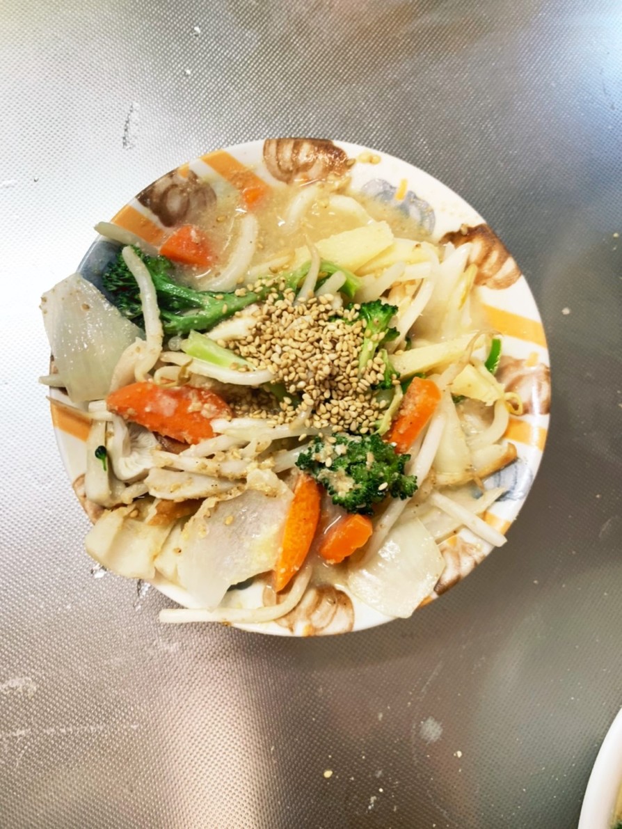 レンジ肉無チクワ彩り野菜味噌マヨ野菜炒めの画像