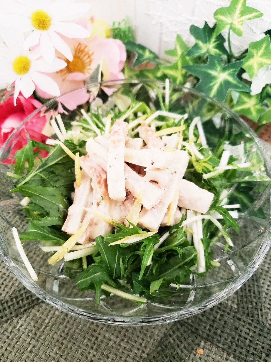 水菜とちくわの味噌マヨサラダの画像