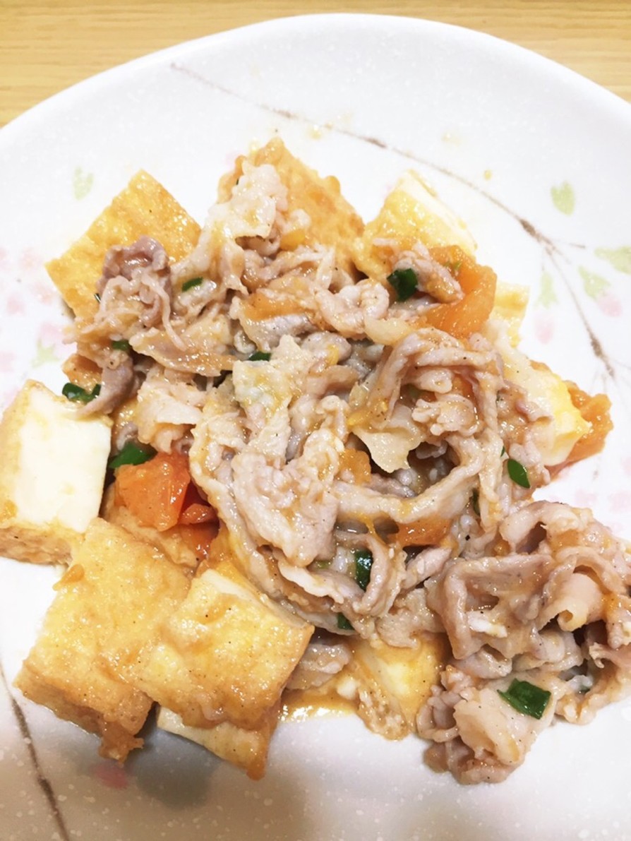 揚げ豆腐と豚肉のトマト煮の画像