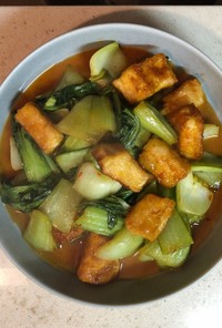 お豆腐と青梗菜のピリ辛炒め