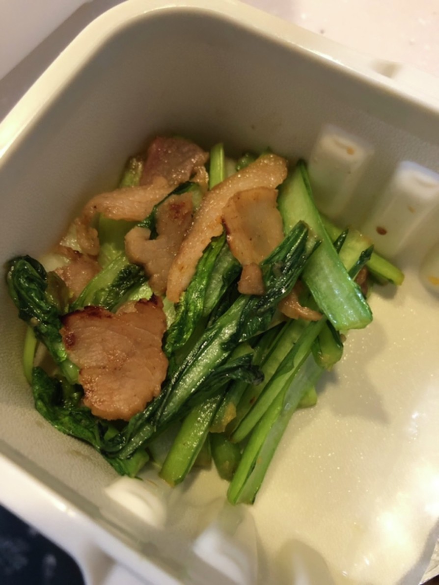 小松菜とベーコンの炒め物の画像