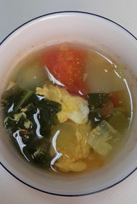 チンゲン菜とトマトの卵スープ