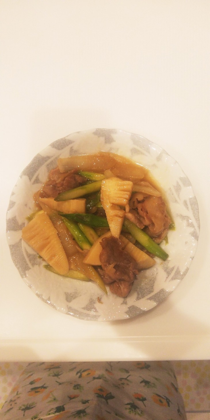 豚肉と筍とアスパラの中華風炒めの画像