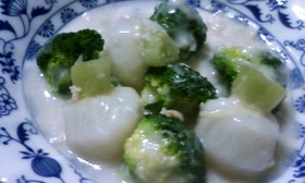 小かぶとブロッコリーの蟹豆乳あんかけ
