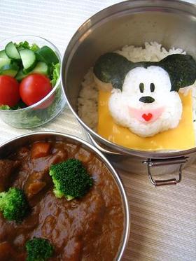 保温用キャラ弁♪ミッキー★カレー弁当♪