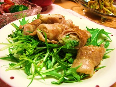 水菜とえのきの豚肉巻きの写真