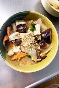 レンジ豆腐茄子椎茸酸辣炒め味八宝菜風
