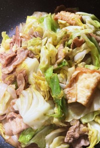 【簡単】厚揚げと春野菜の豚肉味噌炒め