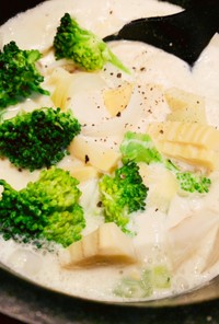 筍と菊芋の豆乳スープ