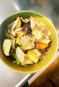 根菜茄子肉無オイさっぱり煮味温野菜サラダ