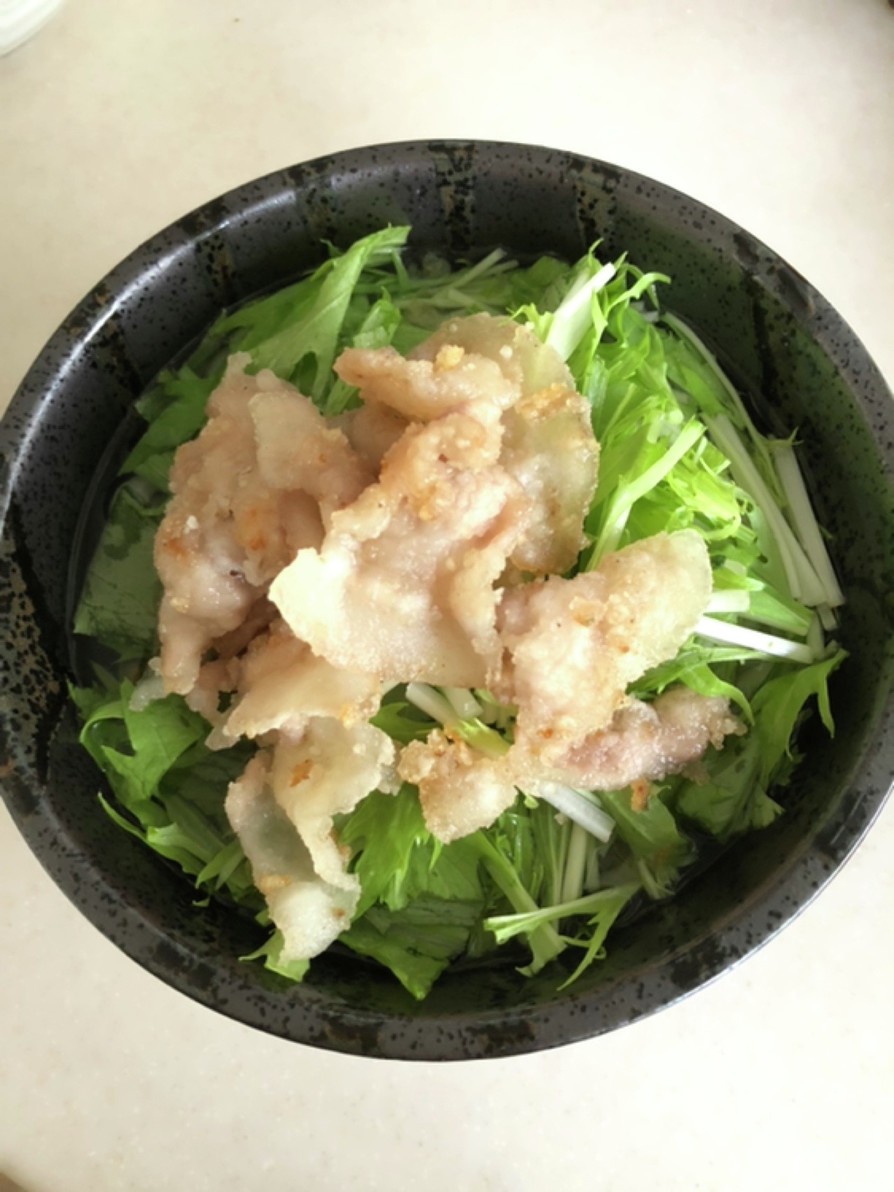 カリカリ豚と水菜の塩うどん☆の画像