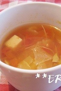 レシピ投稿祭トマトと豆腐のコンソメスープ