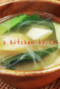 簡単☆えび&いかと小松菜のタイ風スープ