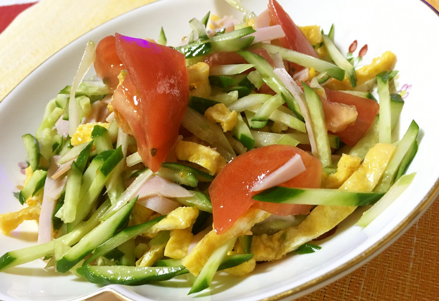 野菜とハム卵の中華サラダの画像