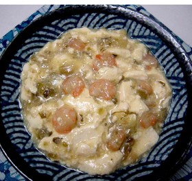 豆腐と海老の 高菜漬け炒め煮