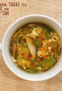 ネバネバ野菜とめかぶの酸辣湯スープ
