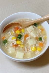 豚ひき肉と豆腐のとろみスープ