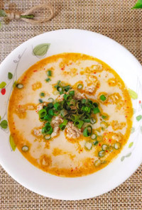 豆乳担々スープで食べるオートミールご飯