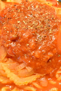 ミートソースのトマトスープ麺