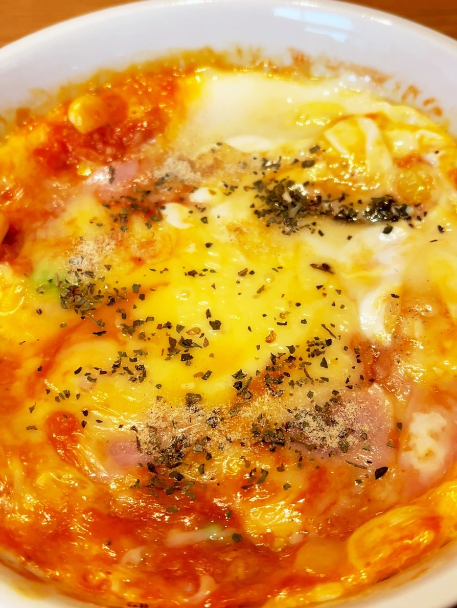 卵ととろーりチーズのオートミールリゾットの画像