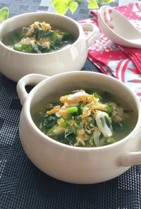 ソフトケールの簡単中華スープ。