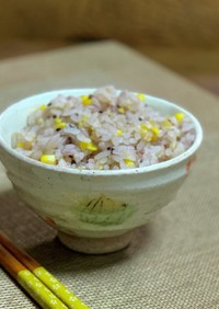 雑穀米でとうもろこしご飯　