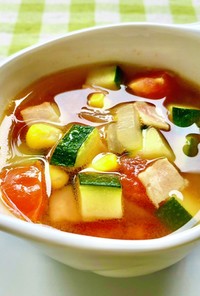 ズッキーニとベーコン・トマトの旨味スープ