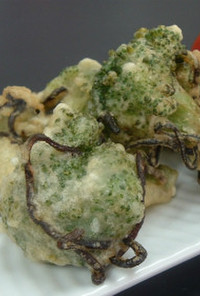 ブロッコリーと塩ふき昆布の天ぷら