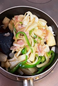 長芋とベーコン野菜炒め