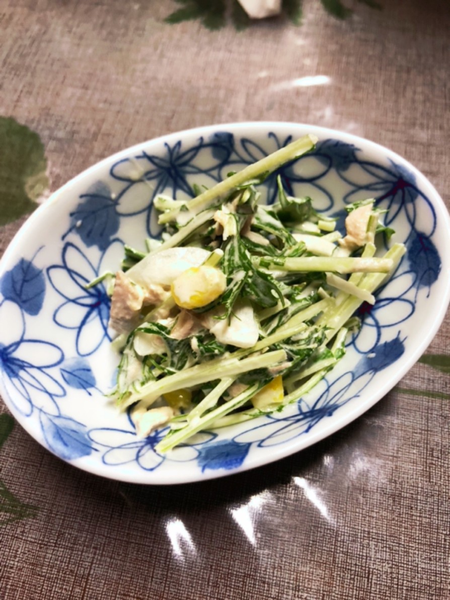 簡単に水菜を大量消費！水菜と玉ねぎサラダの画像