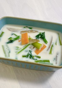 彩り野菜のミルク味噌スープ