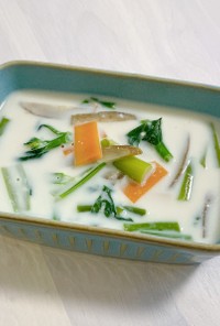 彩り野菜のミルク味噌スープ