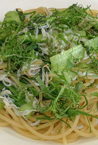 シラスと小松菜のジンジャーパスタ