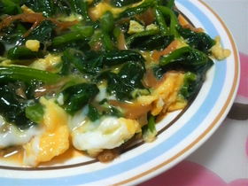味付け不要!ほうれん草となめ茸の卵とじ