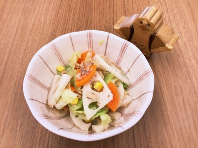 【大崎市】れんこんとツナのサラダ【給食】の写真