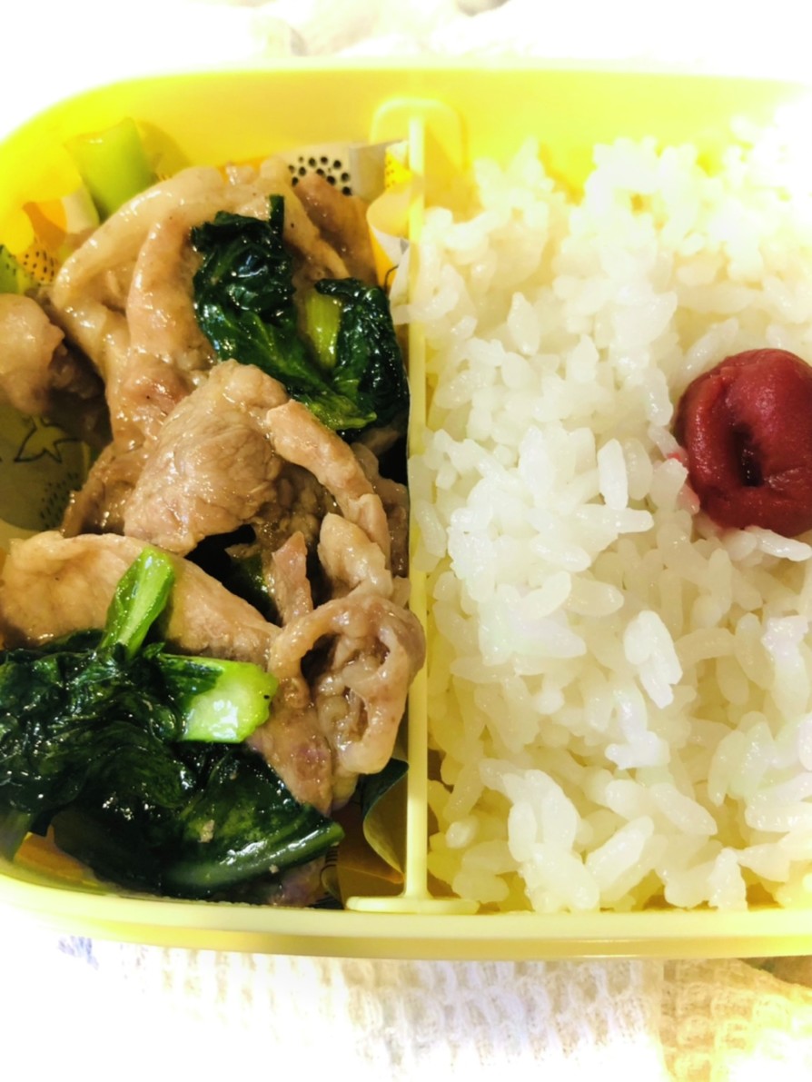 お弁当にもぴったりな小松菜と豚肉の炒め物の画像