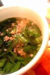 春菊と豚挽肉のベトナム風スープ