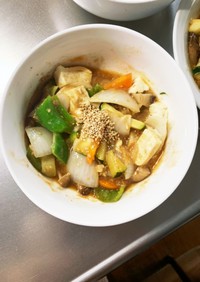 レンジ肉無豆腐中華風あんかけ炒味野菜炒め